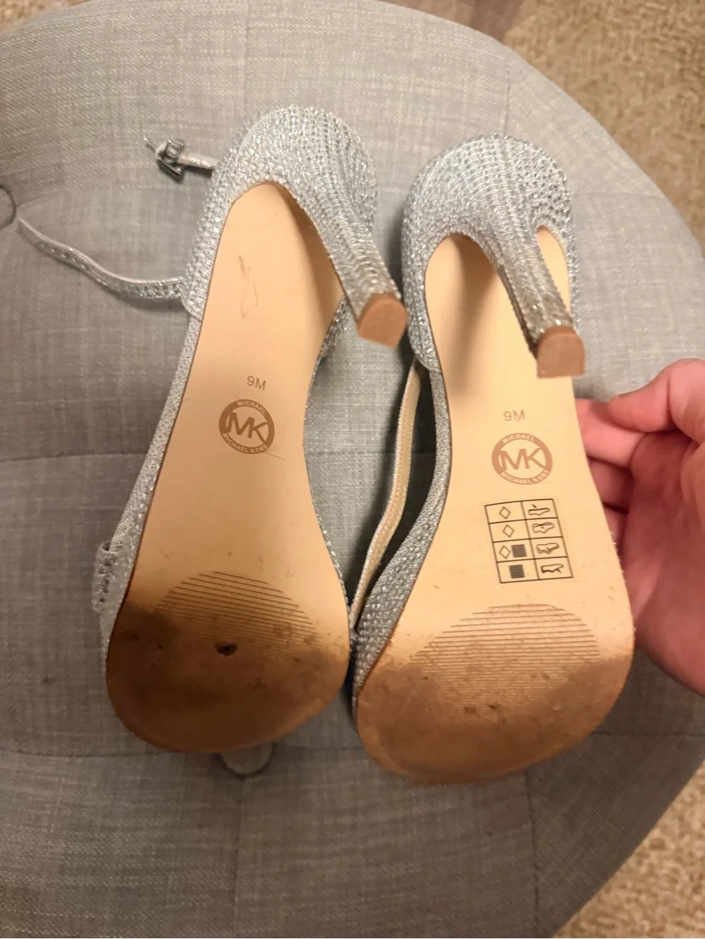 Michael Kors Silver Crystal Platform Sandals